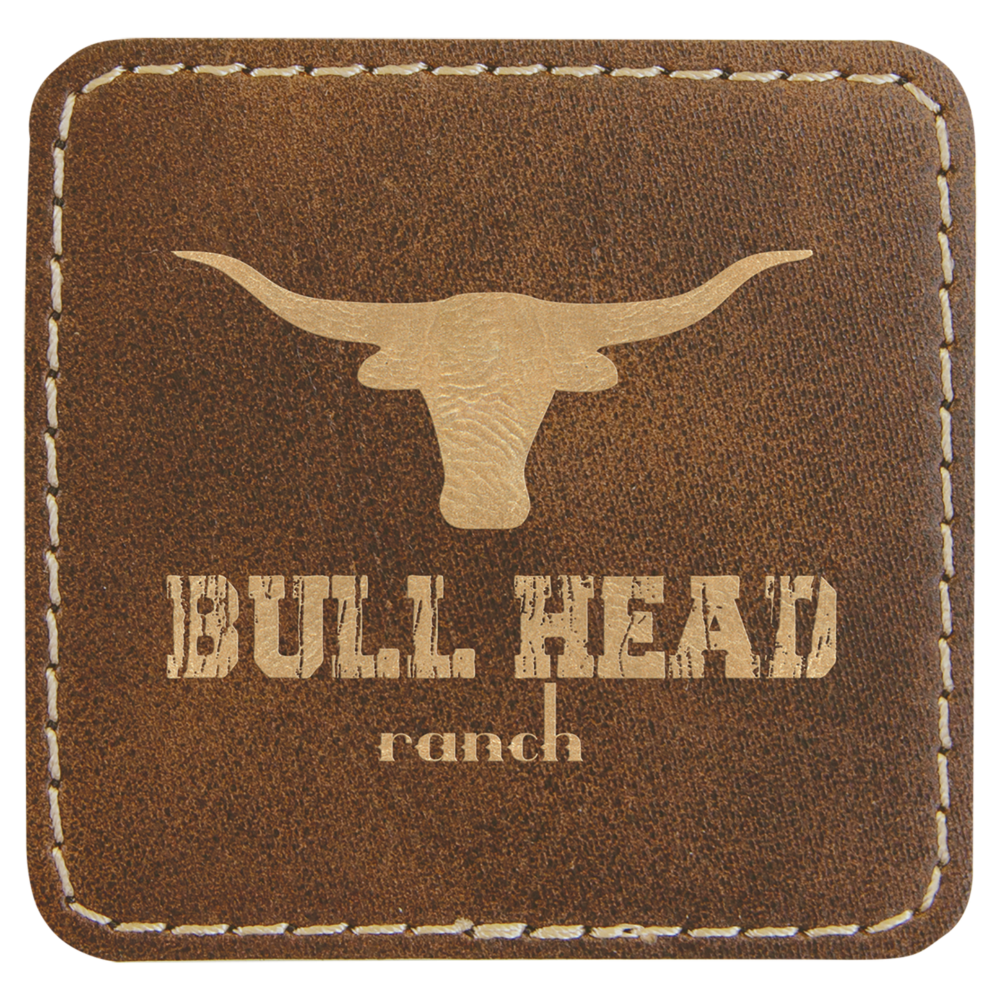Rustic/Gold Engravable Leatherette Patch with Adhesive - 2 1/2" x 2 1/2"