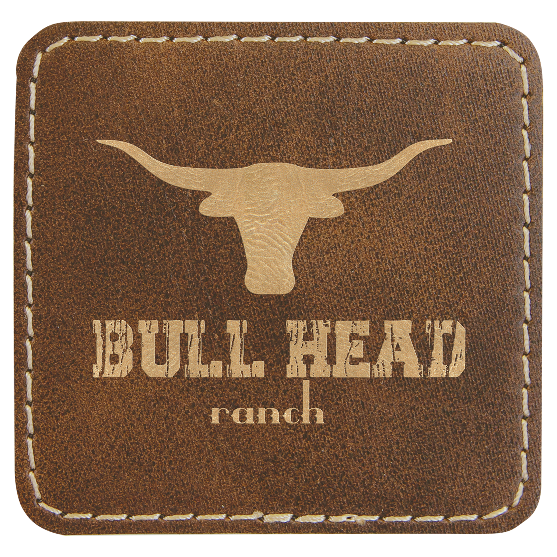 Rustic/Gold Engravable Leatherette Patch with Adhesive - 2 1/2" x 2 1/2"