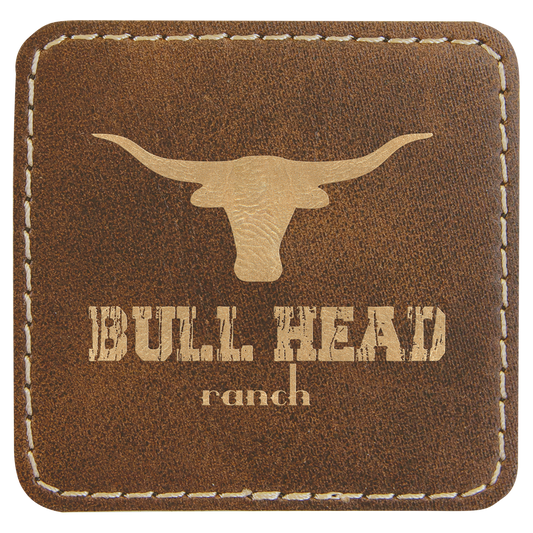 Rustic/Gold Engravable Leatherette Patch with Adhesive - 2 1/2" x 2 1/2"