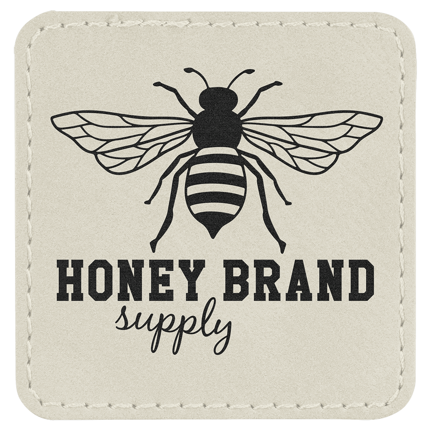 Square White Engravable Leatherette Patch with Adhesive - 2 1/2" x 2 1/2"