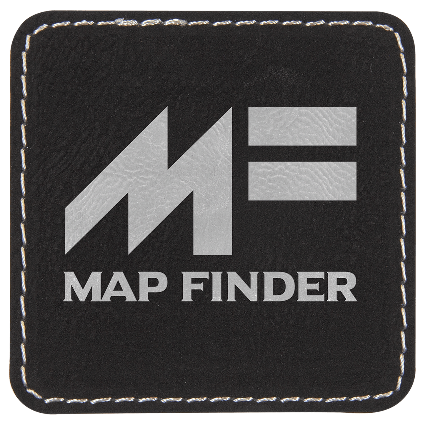 2 1/2" x 2 1/2" Black/Silver Laserable Leatherette Square Patch with Kota Pro Adhesive