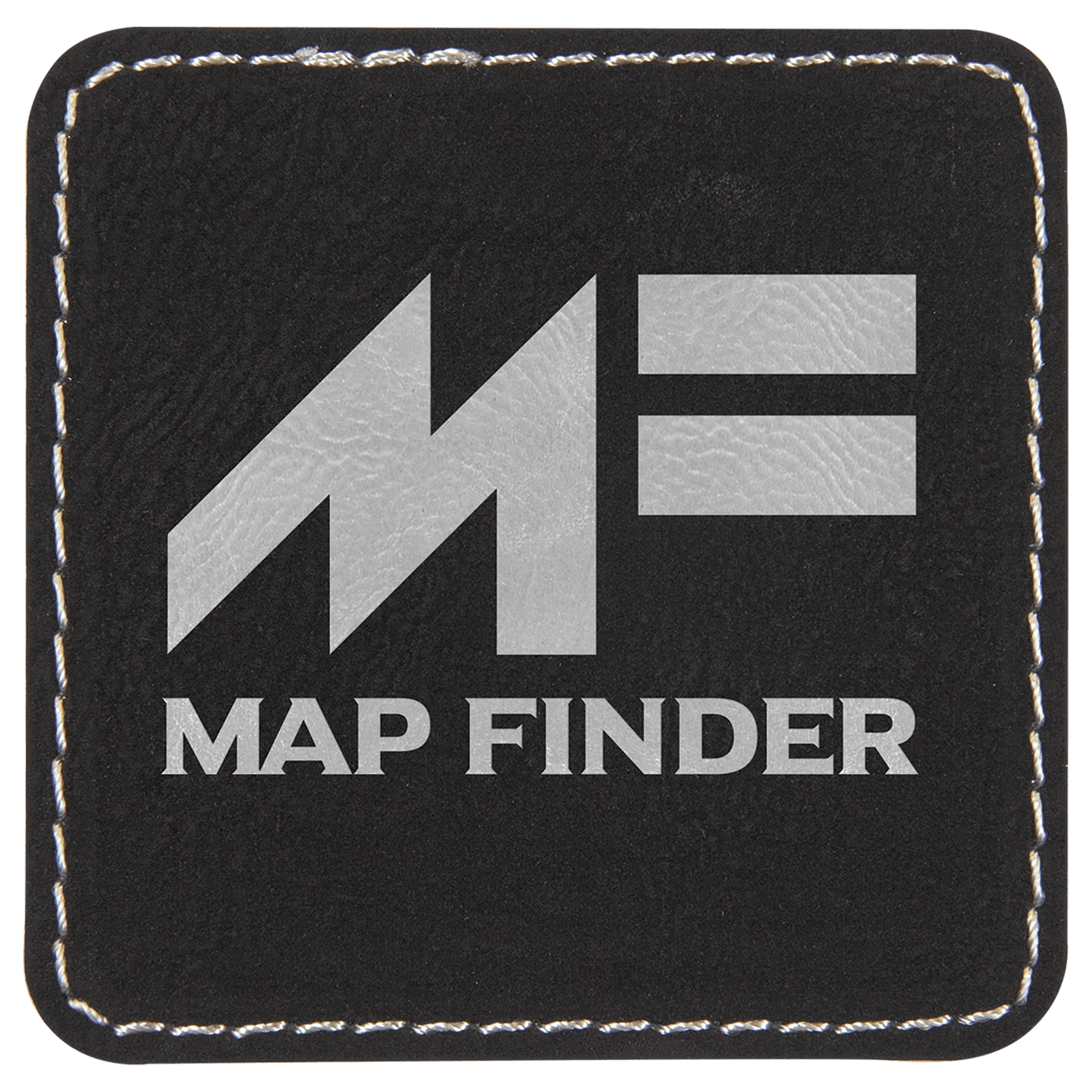 Black/Silver Engravable Leatherette Square Patch with Kota Pro Adhesive - 2 1/2" x 2 1/2"