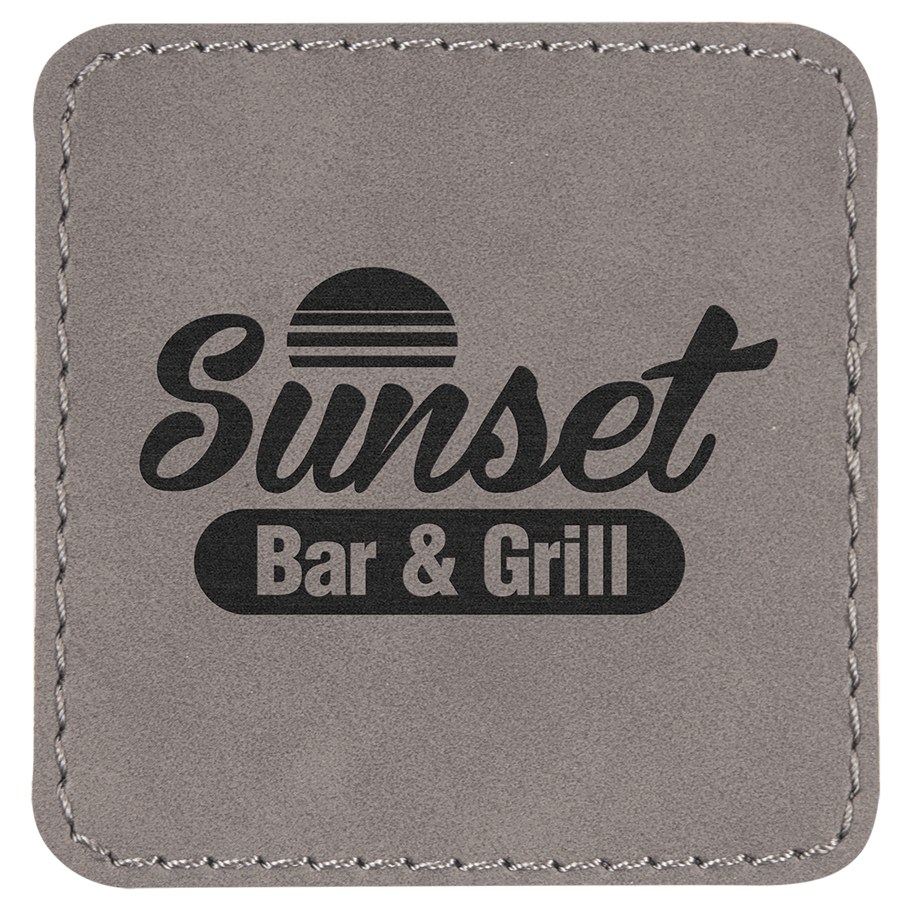 Gray Engravable Leatherette Square Patch with Kota Pro Adhesive - 2 1/2" x 2 1/2"