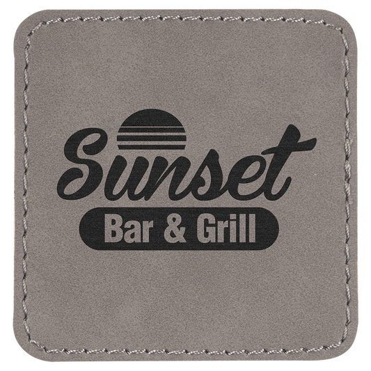 2 1/2" x 2 1/2" Gray Laserable Leatherette Square Patch with Kota Pro Adhesive
