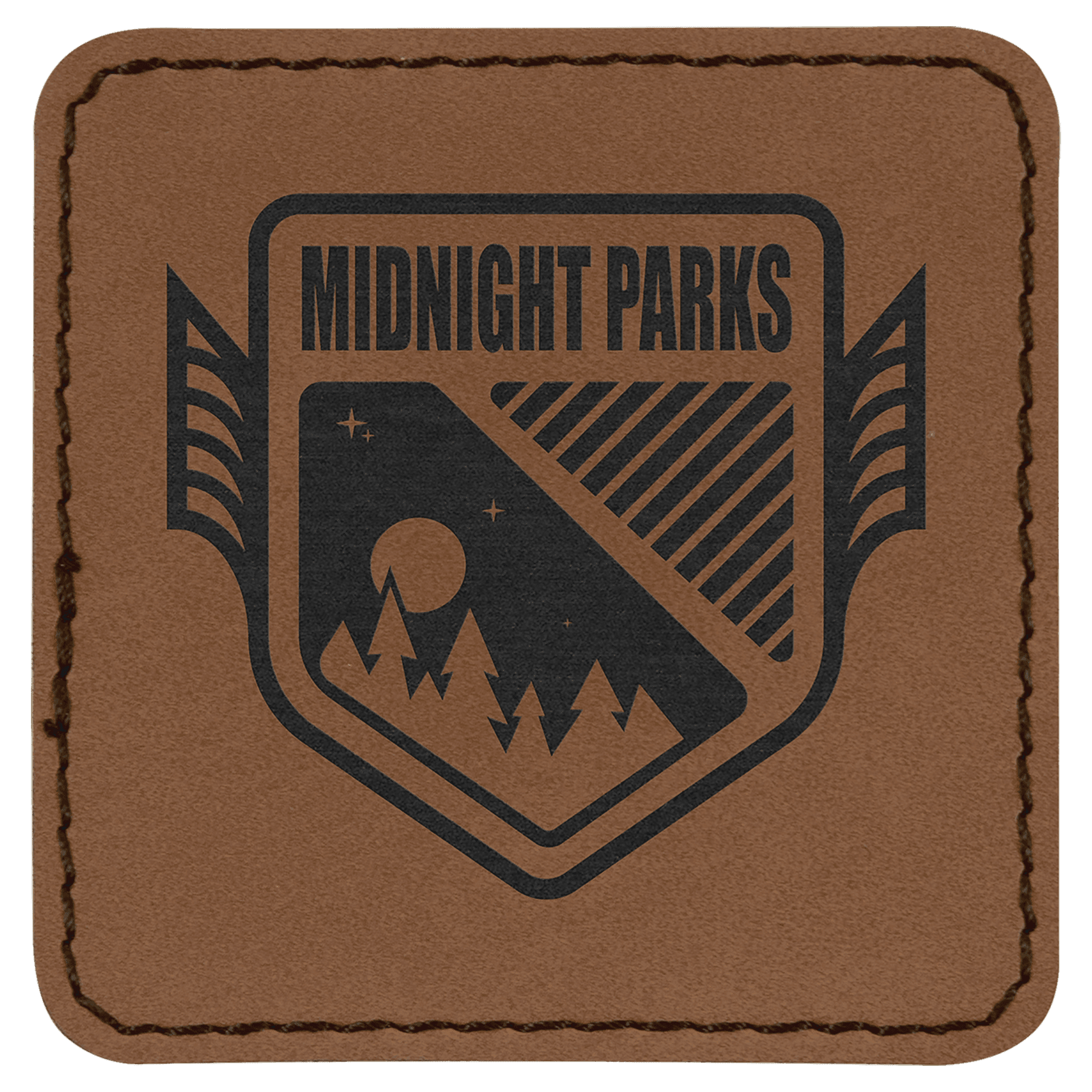 Dark Brown Engravable Leatherette Square Patch with Kota Pro Adhesive - 2 1/2" x 2 1/2"