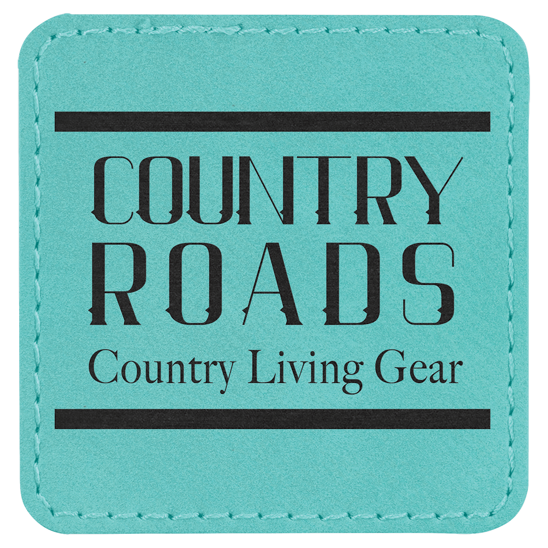 Teal Engravable Leatherette Square Patch with Kota Pro Adhesive - 2 1/2" x 2 1/2"