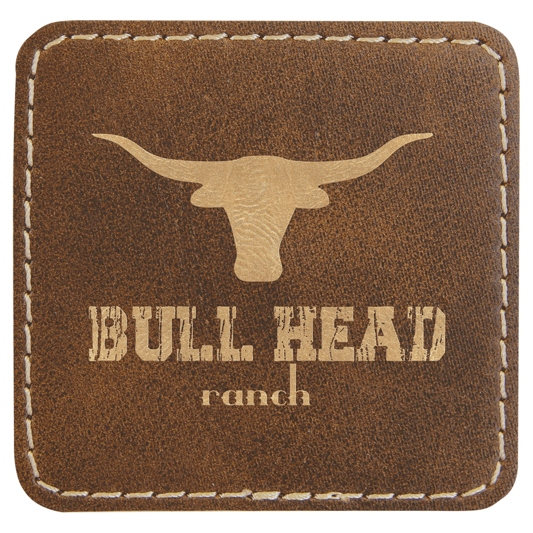 Rustic/Gold Engravable Leatherette Square Patch with Kota Pro Adhesive - 2 1/2" x 2 1/2"