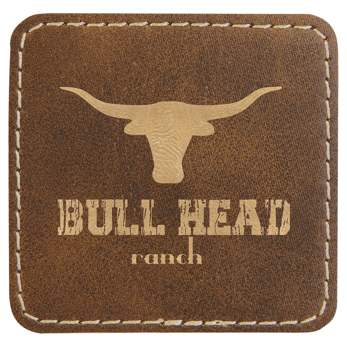 2 1/2" x 2 1/2" Rustic/Gold Laserable Leatherette Square Patch with Kota Pro Adhesive