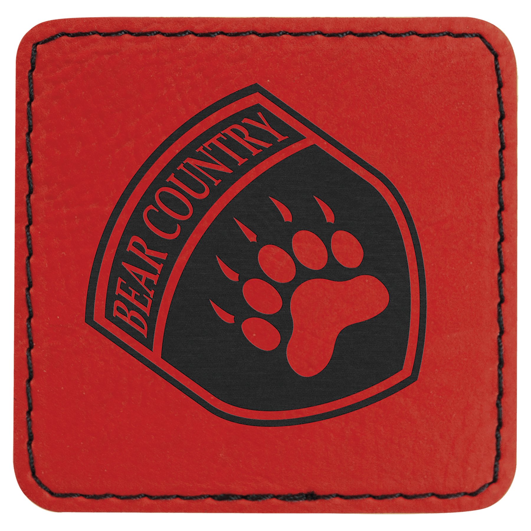 Red Engravable Leatherette Square Patch with Kota Pro Adhesive - 2 1/2" x 2 1/2"