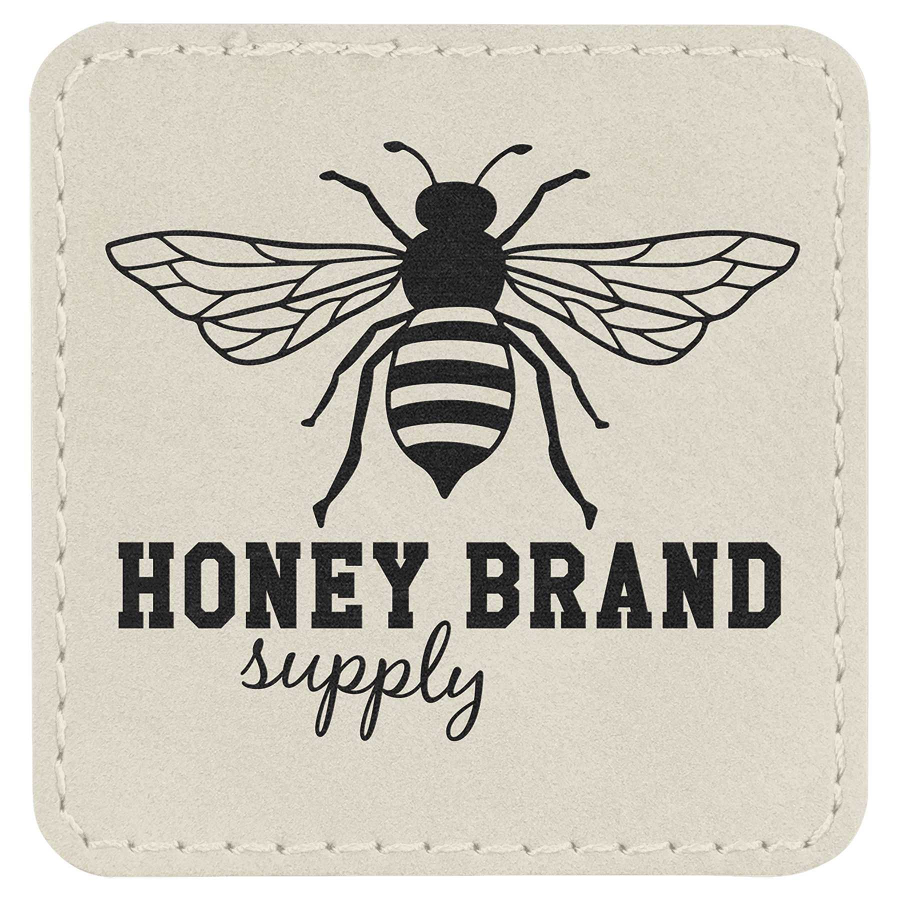 White Engravable Leatherette Square Patch with Kota Pro Adhesive - 2 1/2" x 2 1/2"