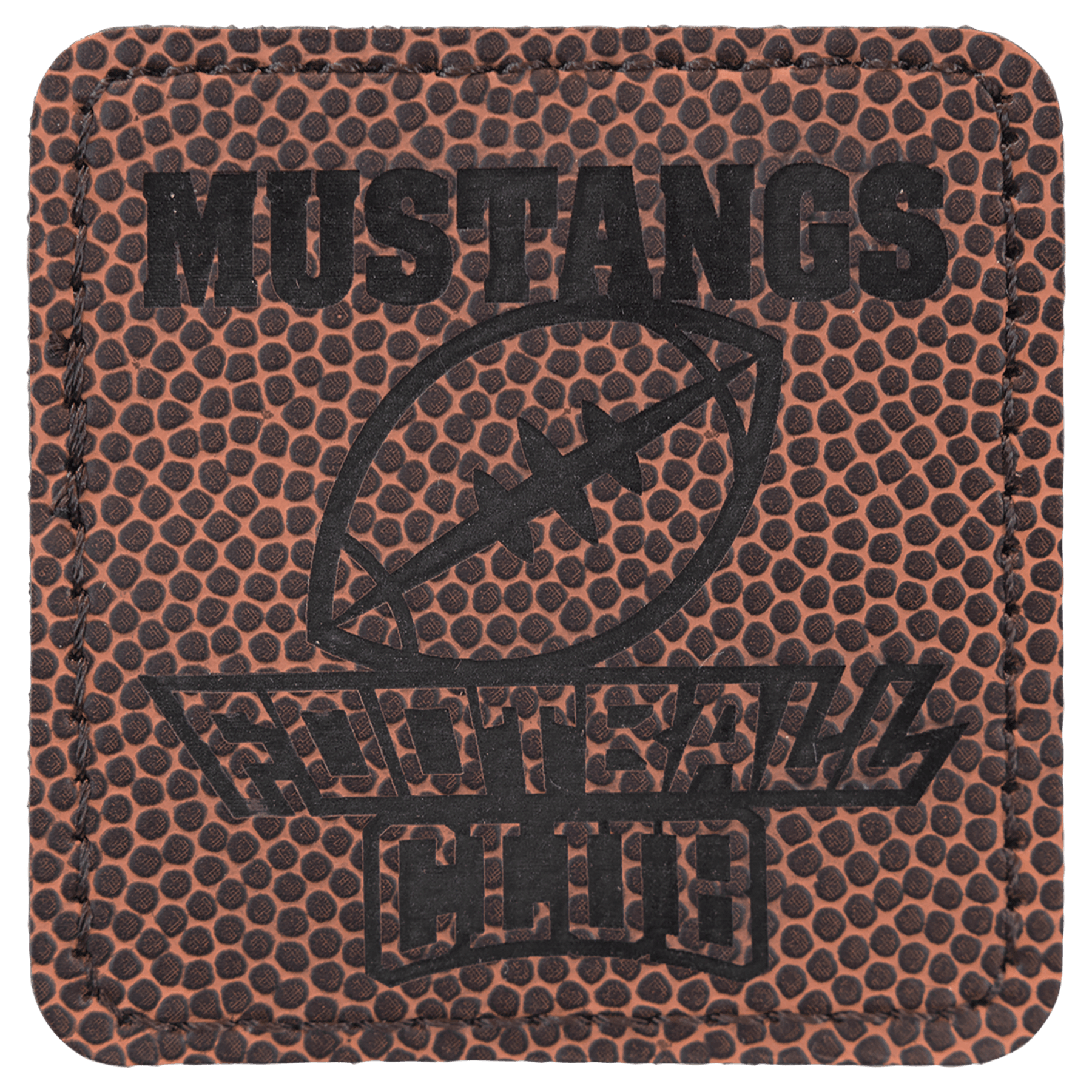 2 1/2" x 2 1/2" Football Laserable Leatherette Square Patch with Kota Pro Adhesive