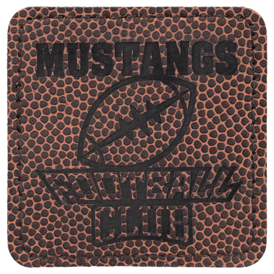 2 1/2" x 2 1/2" Football Laserable Leatherette Square Patch with Kota Pro Adhesive