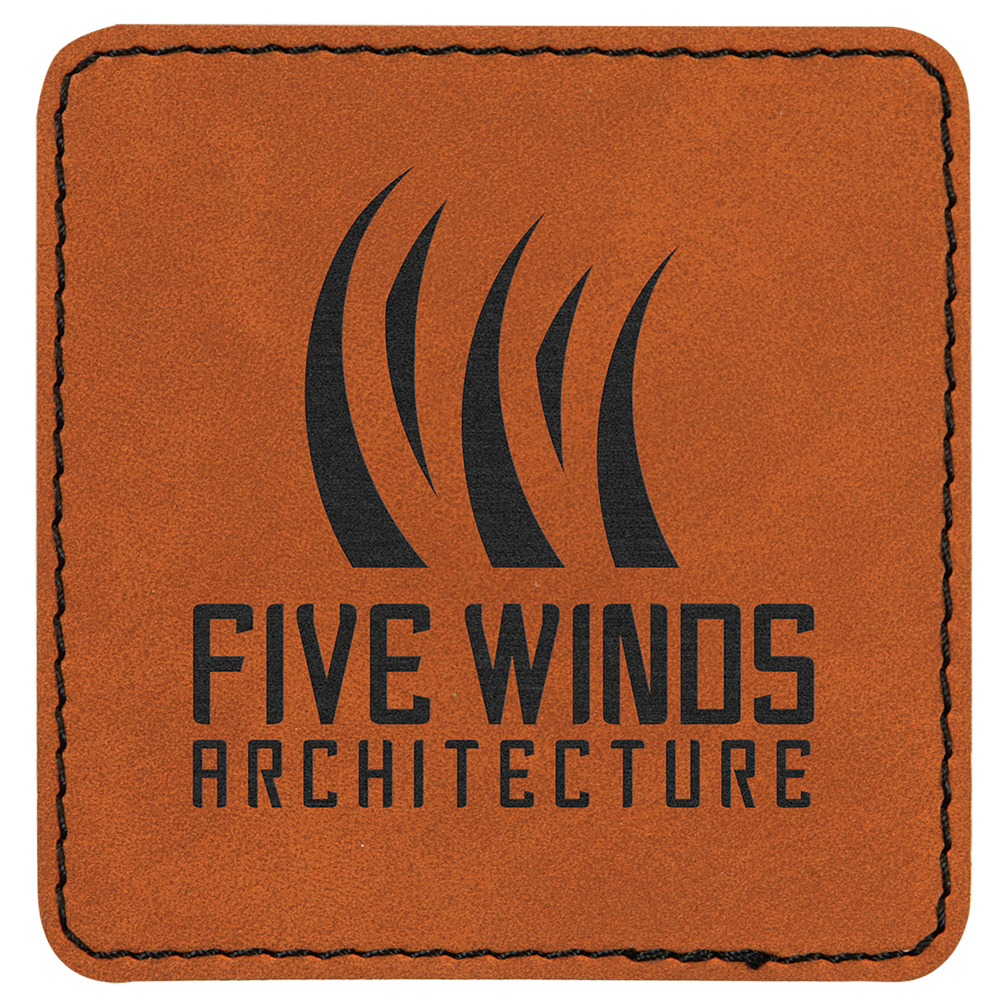 Square Rawhide Engravable Leatherette Patch with Adhesive - 3" x 3"
