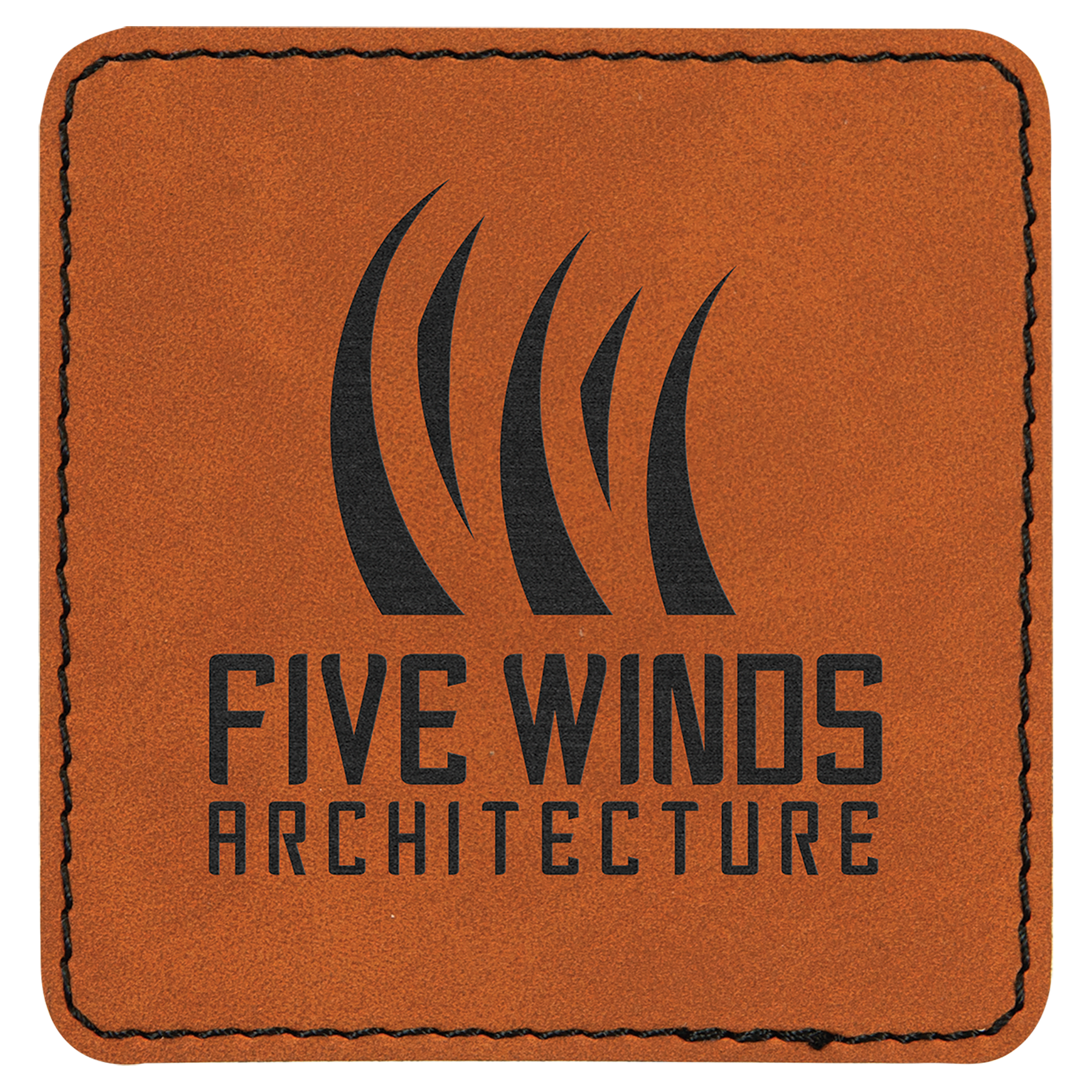 Square Rawhide Engravable Leatherette Patch with Adhesive - 3" x 3"
