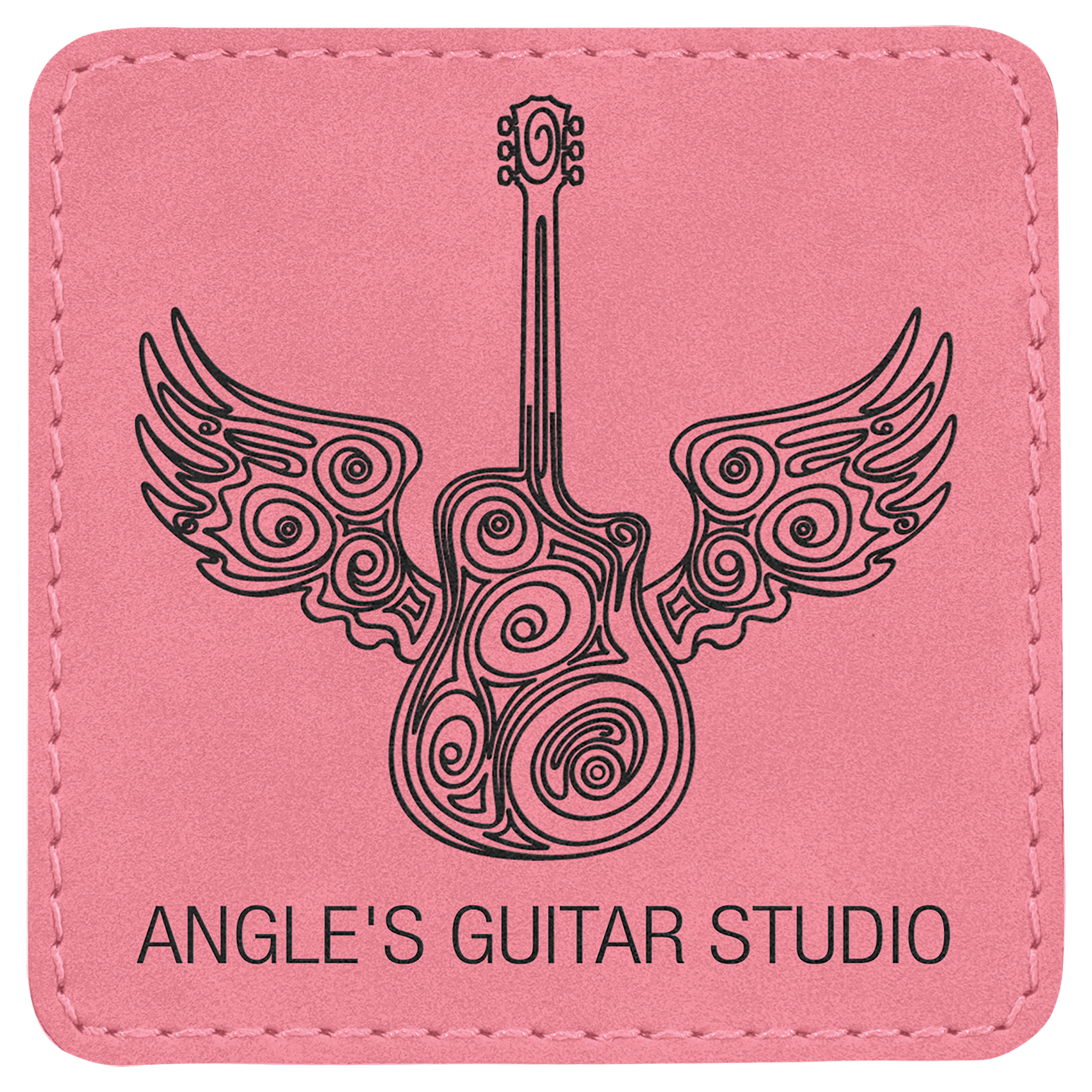 Square Pink Engravable Leatherette Patch with Adhesive - 3" x 3"