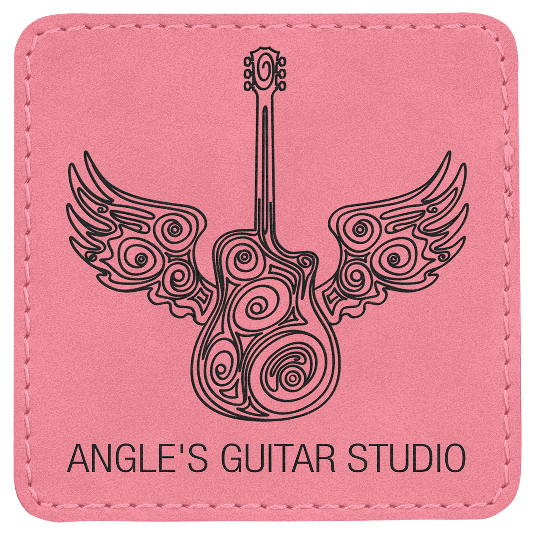Square Pink Engravable Leatherette Patch with Adhesive - 3" x 3"