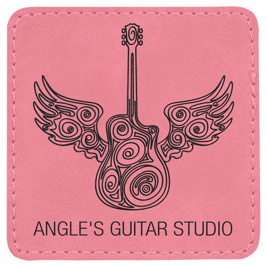 Square Pink Engravable Leatherette Patch with Adhesive - 3" x 3"