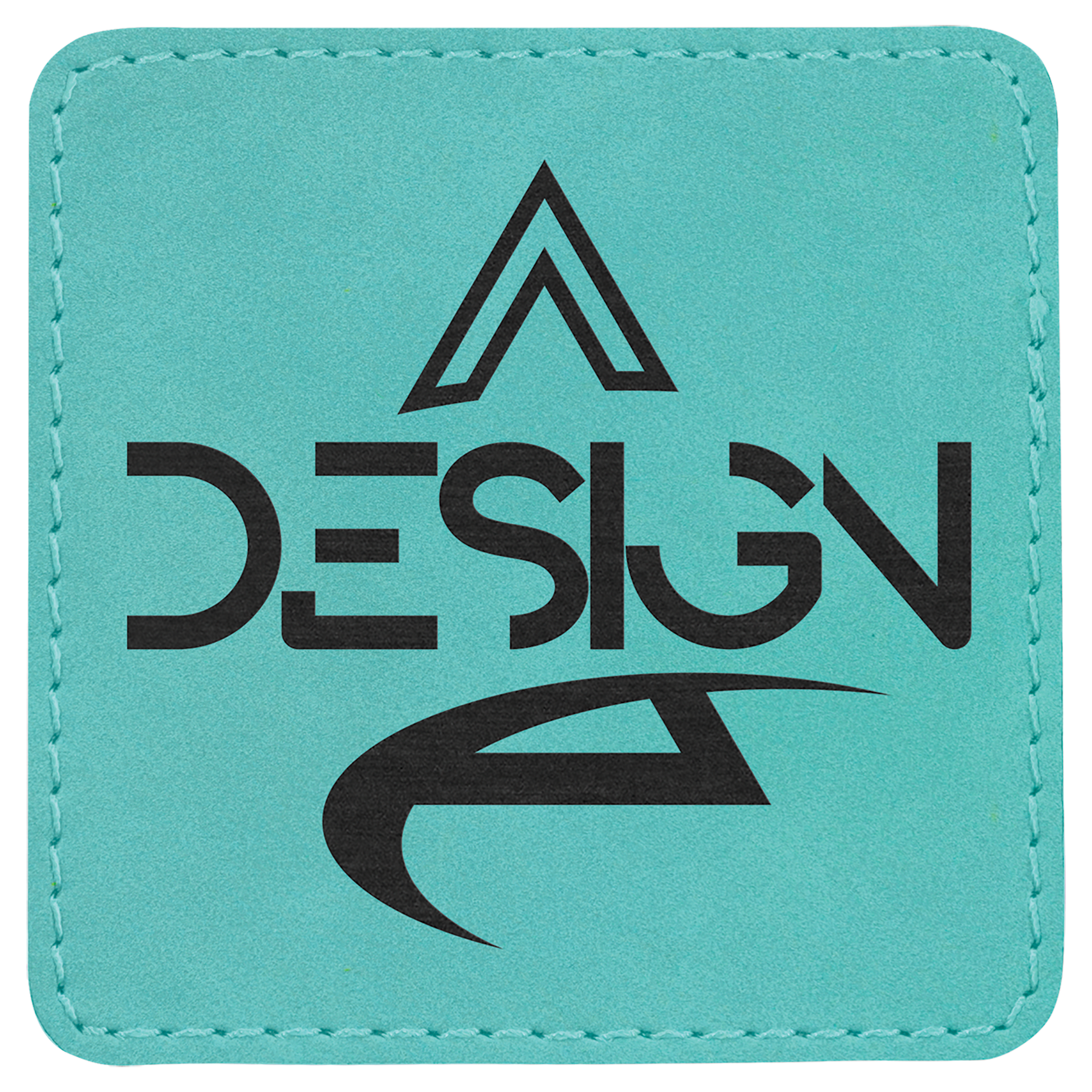 Square Teal Engravable Leatherette Patch with Adhesive - 3" x 3"