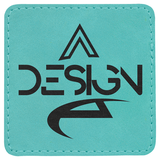 Square Teal Engravable Leatherette Patch with Adhesive - 3" x 3"