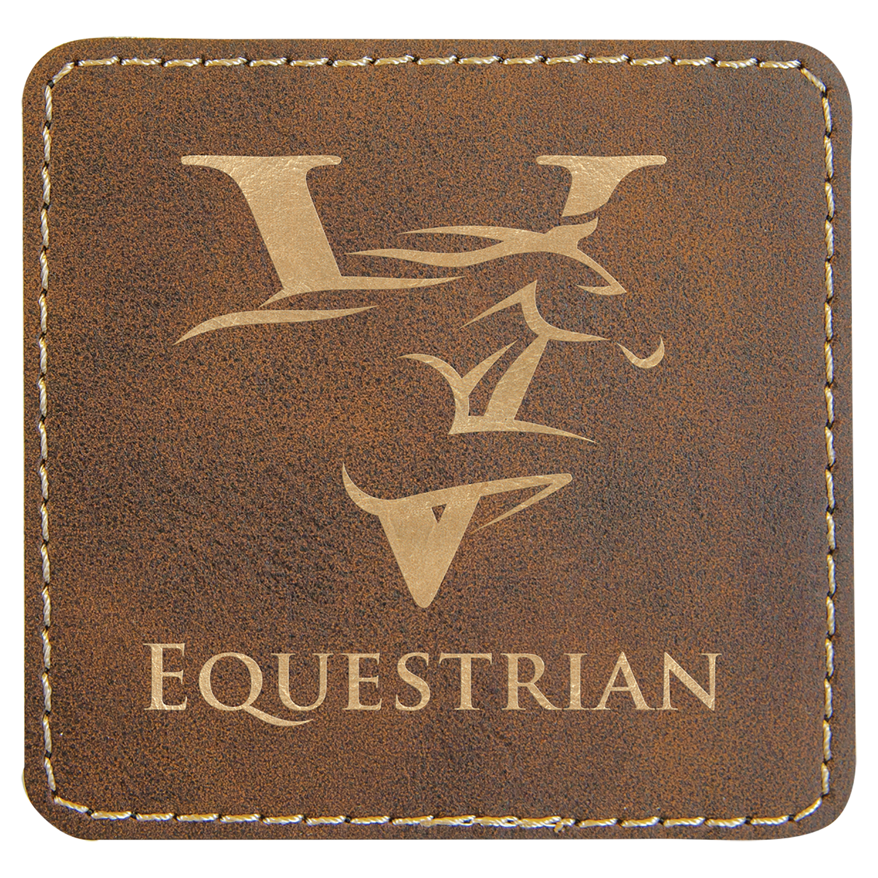 Square Rustic/Gold Engravable Leatherette Patch with Adhesive - 3" x 3"