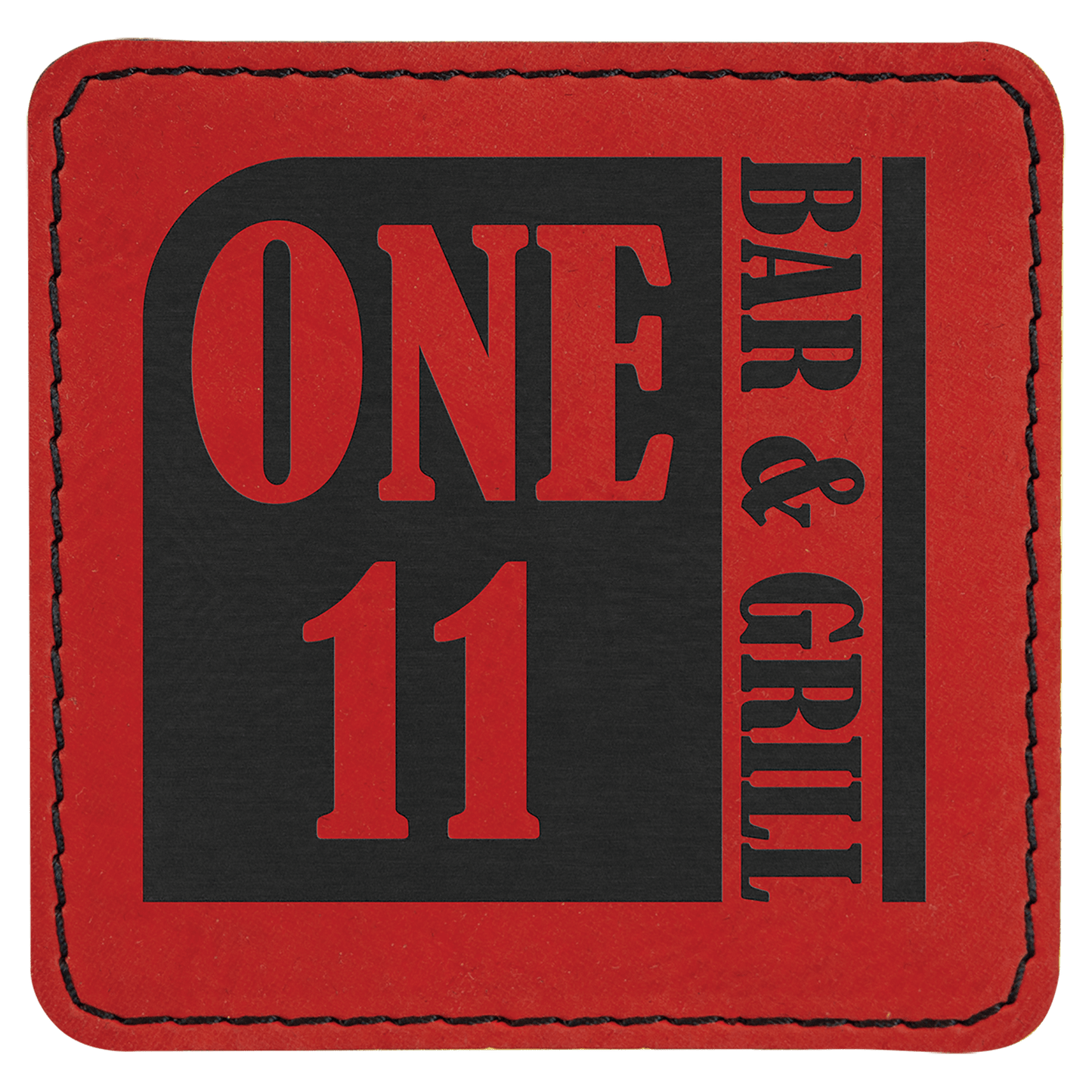Square Red Engravable Leatherette Patch with Adhesive - 3" x 3"