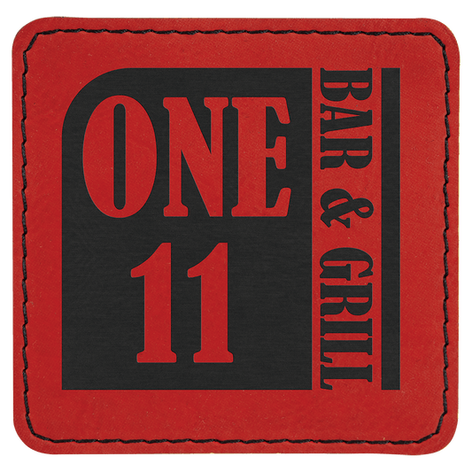 Square Red Engravable Leatherette Patch with Adhesive - 3" x 3"