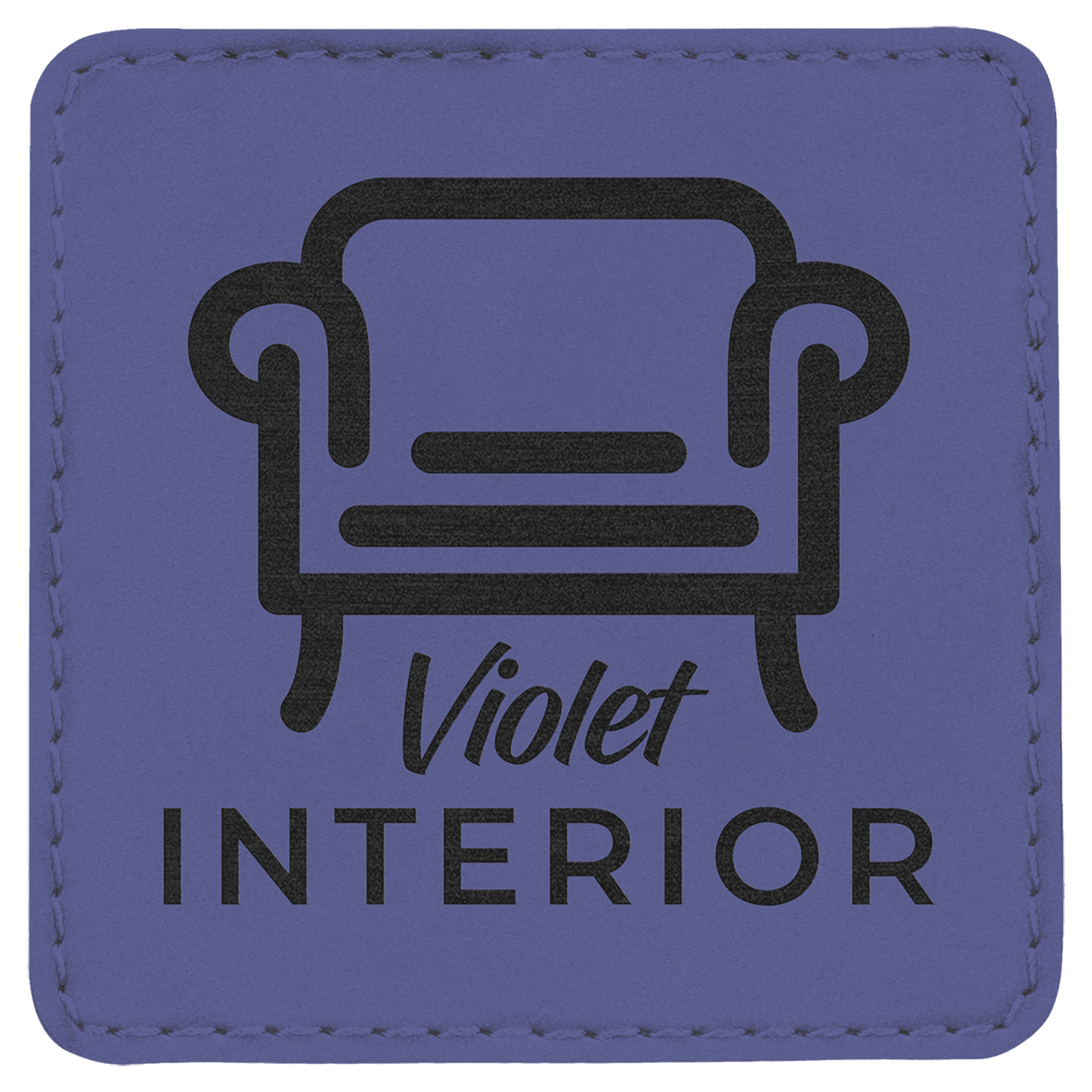 Square Purple Engravable Leatherette Patch with Adhesive - 3" x 3"