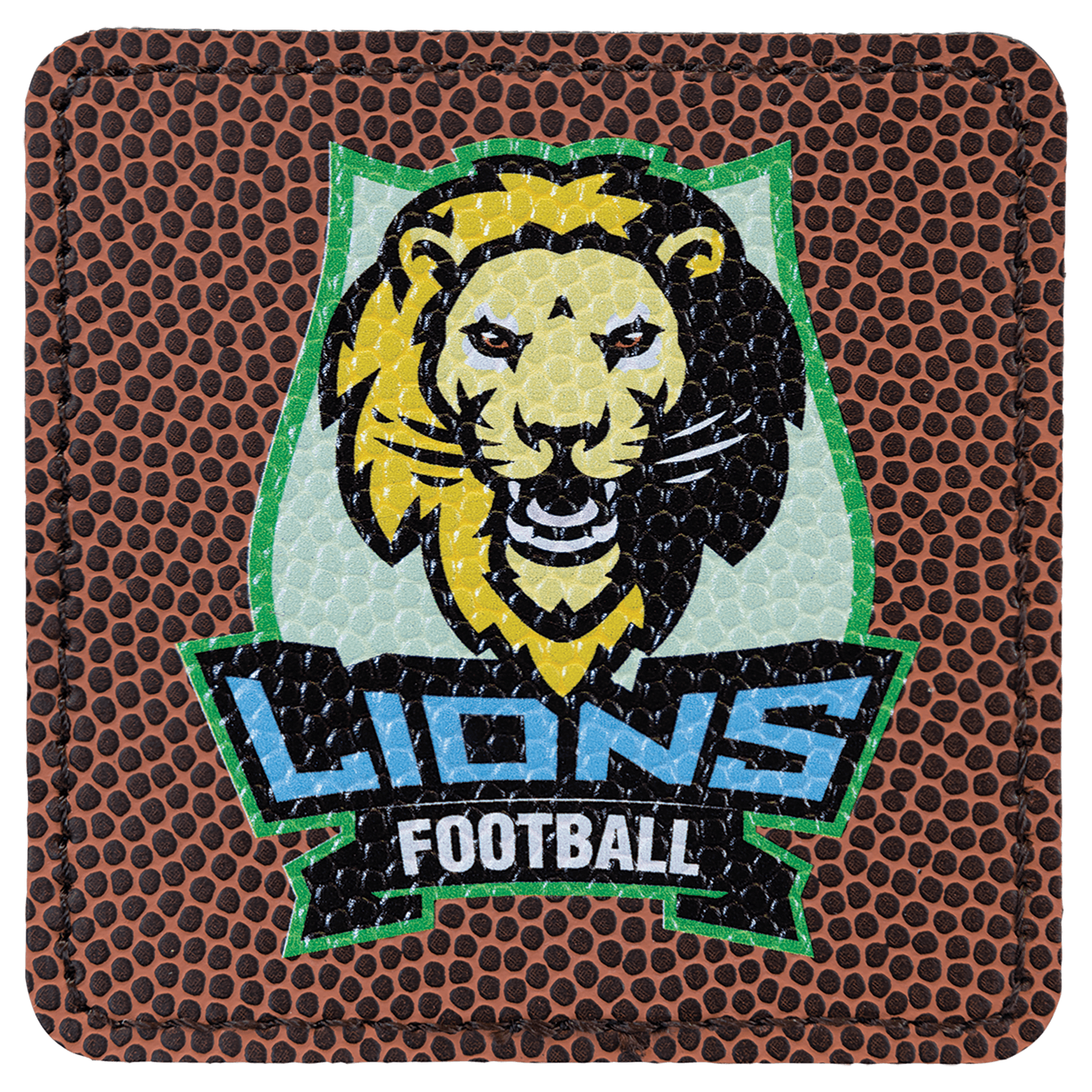 Square Football Engravable Leatherette Patch with Adhesive - 3" x 3"
