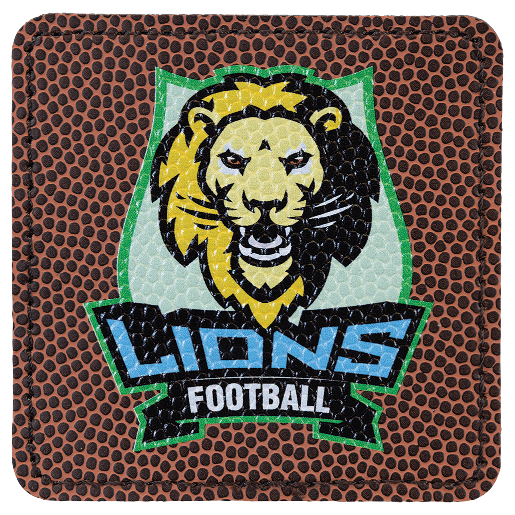 Square Football Engravable Leatherette Patch with Adhesive - 3" x 3"