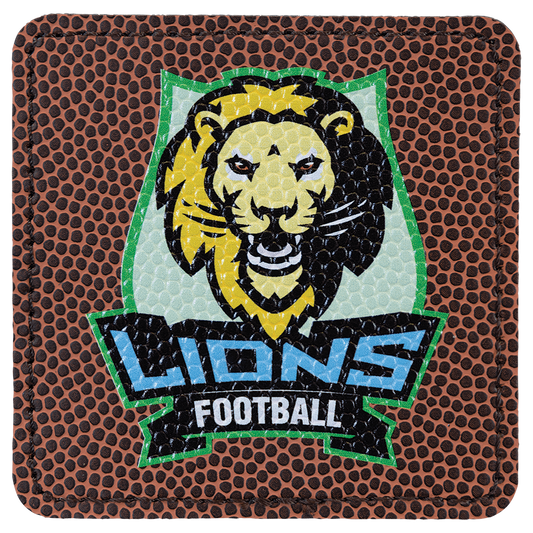 Square Football Engravable Leatherette Patch with Adhesive - 3" x 3"