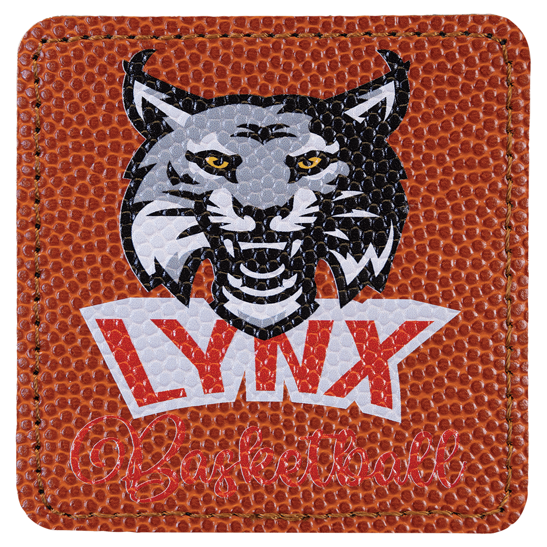 Square Basketball Engravable Leatherette Patch with Adhesive - 3" x 3"