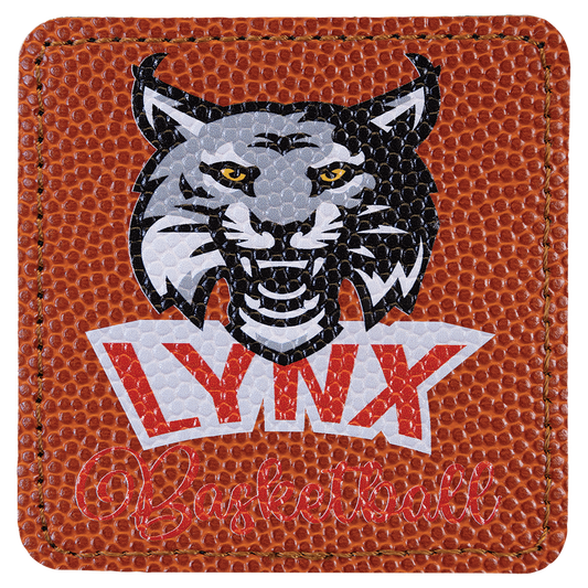 Square Basketball Engravable Leatherette Patch with Adhesive - 3" x 3"
