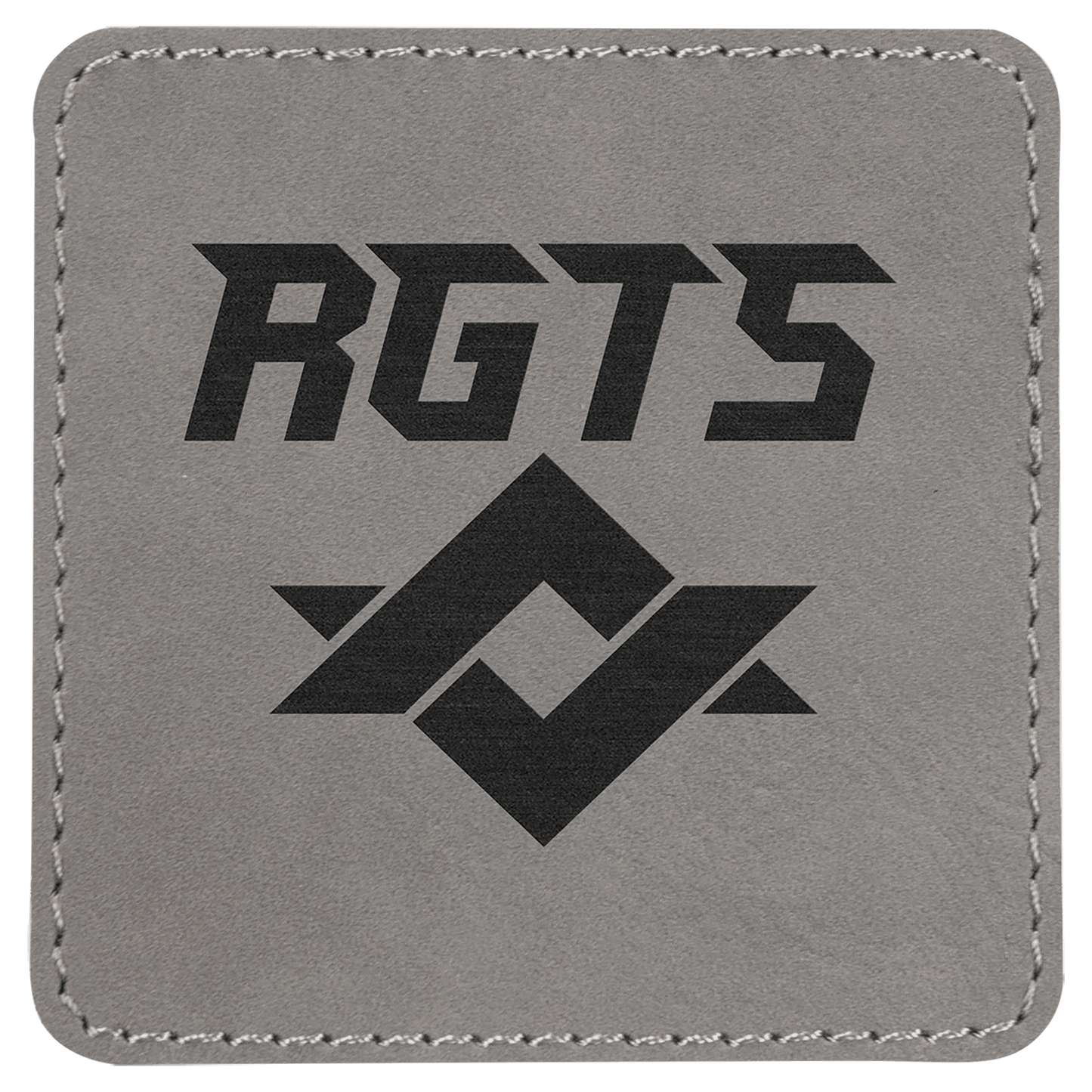 Gray Engravable Leatherette Square Patch with Kota Pro Adhesive - 3" x 3"