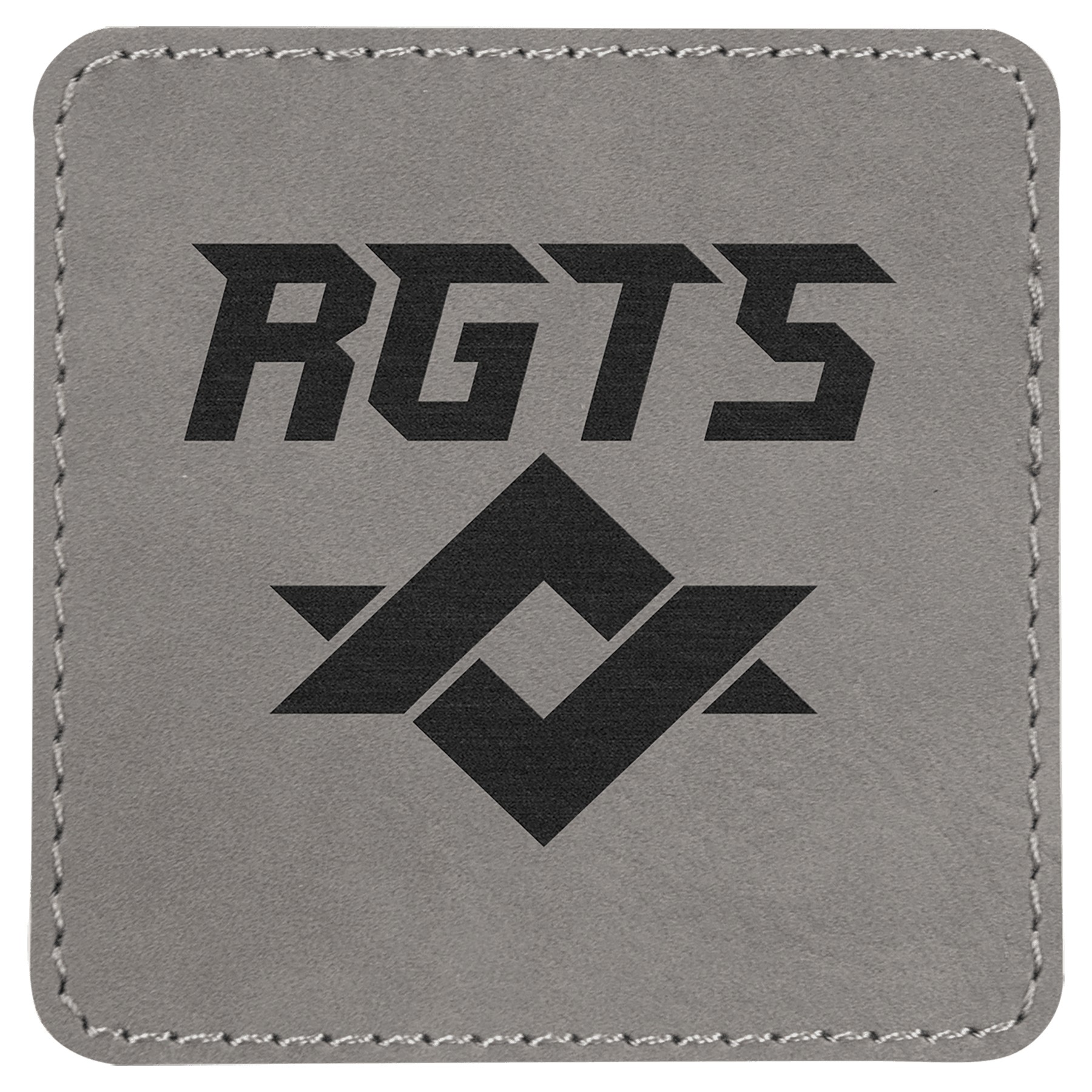 Gray Engravable Leatherette Square Patch with Kota Pro Adhesive - 3" x 3"
