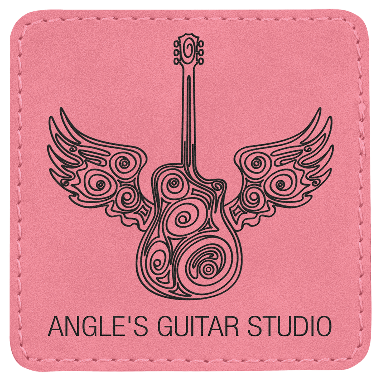 Pink Engravable Leatherette Square Patch with Kota Pro Adhesive - 3" x 3"