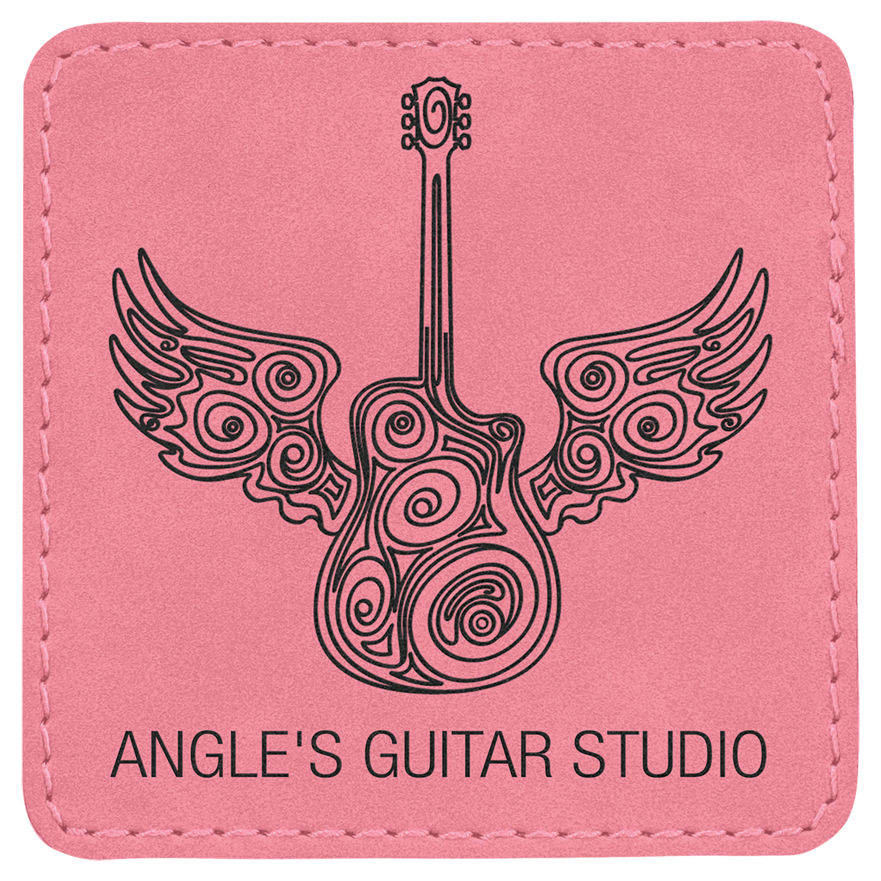 Pink Engravable Leatherette Square Patch with Kota Pro Adhesive - 3" x 3"
