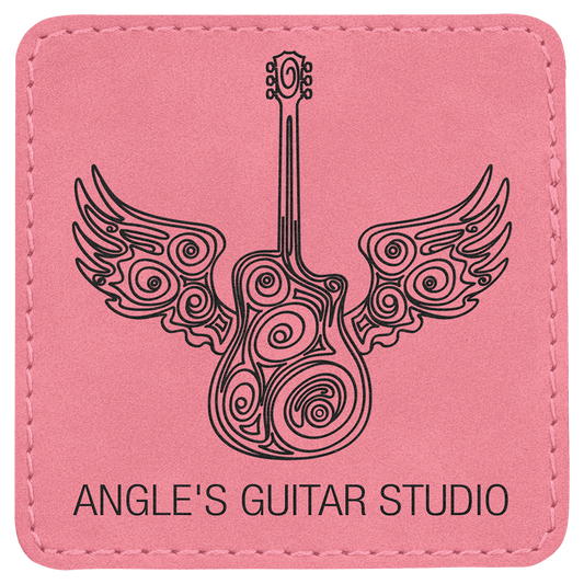 Pink Engravable Leatherette Square Patch with Kota Pro Adhesive - 3" x 3"
