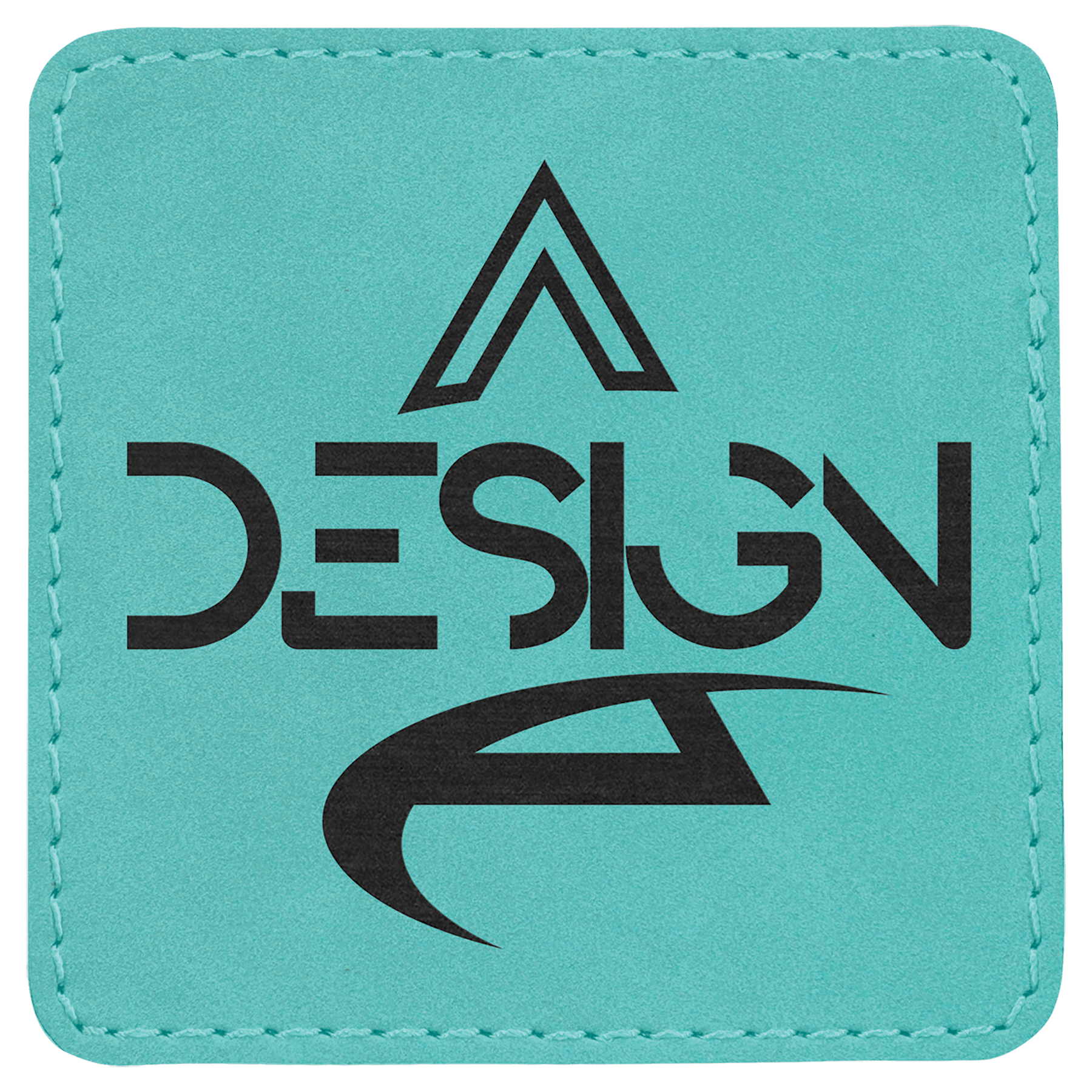 Teal Engravable Leatherette Square Patch with Kota Pro Adhesive - 3" x 3"