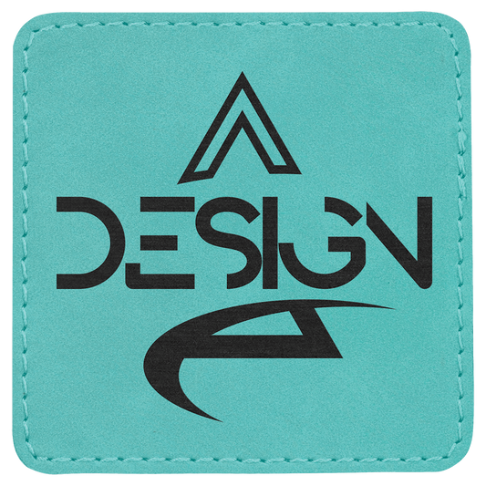 Teal Engravable Leatherette Square Patch with Kota Pro Adhesive - 3" x 3"