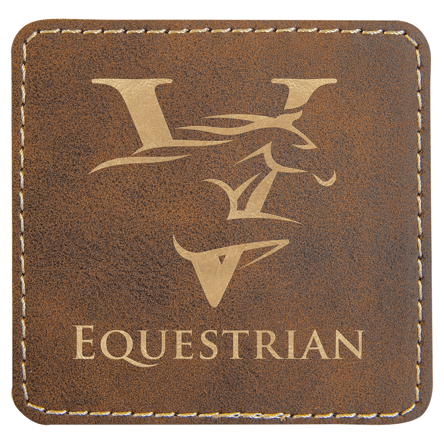 Rustic/Gold Engravable Leatherette Square Patch with Kota Pro Adhesive - 3" x 3"