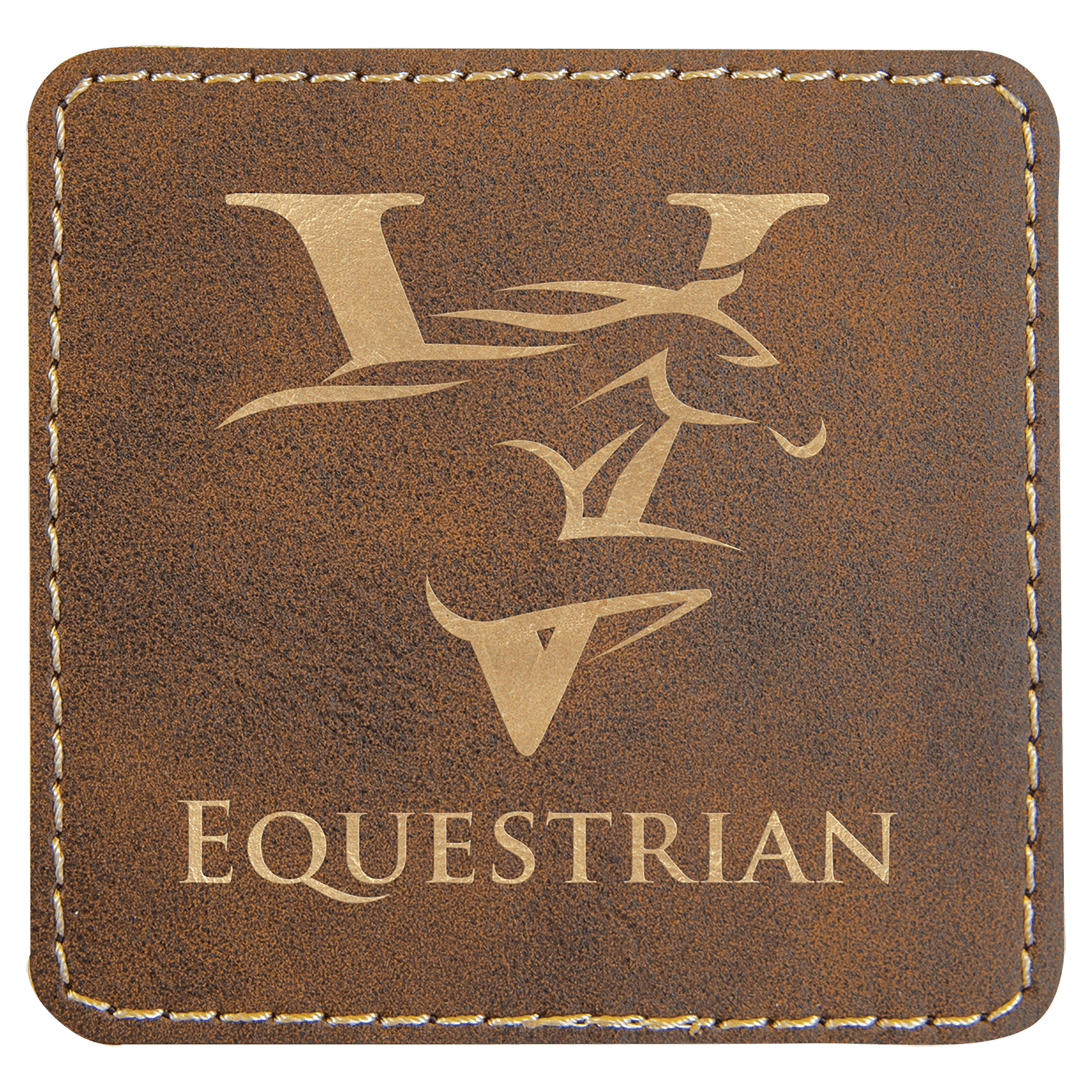 Rustic/Gold Engravable Leatherette Square Patch with Kota Pro Adhesive - 3" x 3"