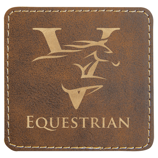 Rustic/Gold Engravable Leatherette Square Patch with Kota Pro Adhesive - 3" x 3"