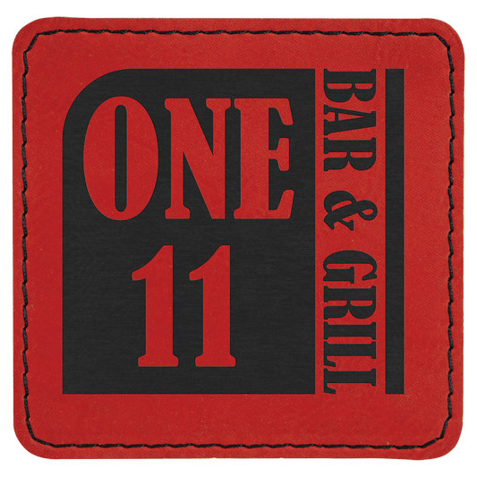 Red Engravable Leatherette Square Patch with Kota Pro Adhesive - 3" x 3"