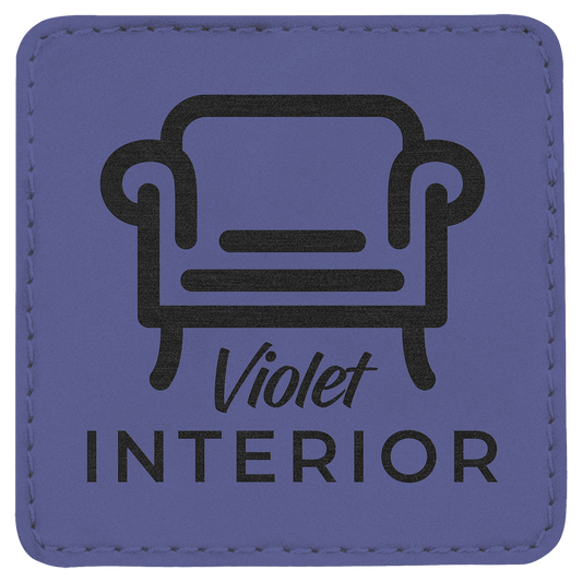 Purple Engravable Leatherette Square Patch with Kota Pro Adhesive - 3" x 3"