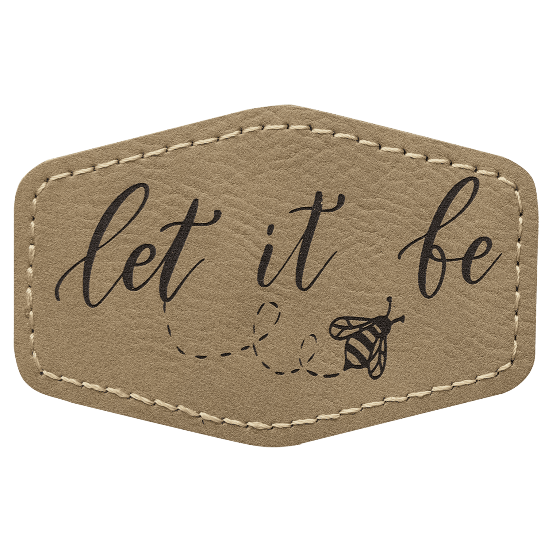 3" x 2" Light Brown Laserable Leatherette Hex Patch with Kota Pro Adhesive