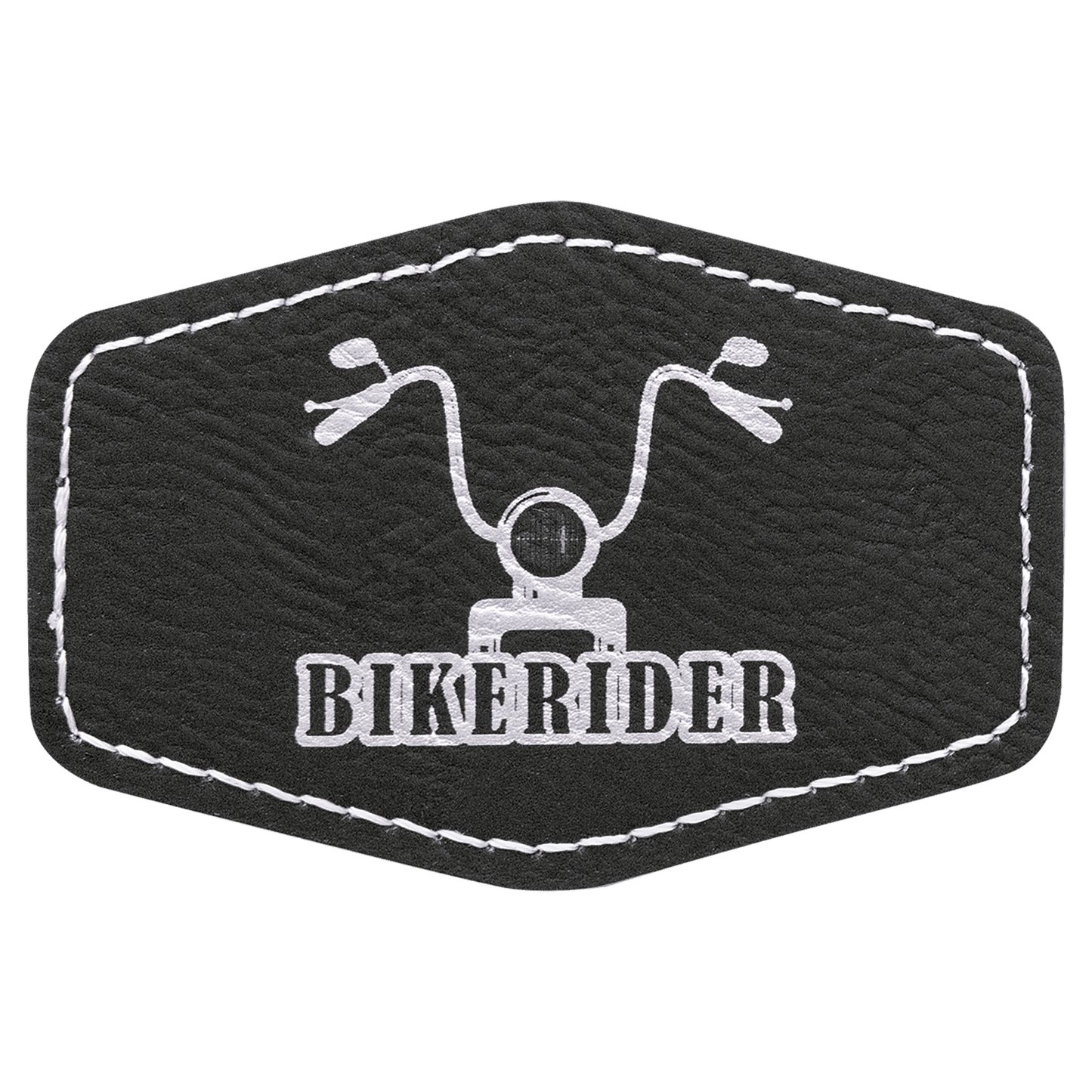 3" x 2" Black/Silver Laserable Leatherette Hex Patch with Kota Pro Adhesive