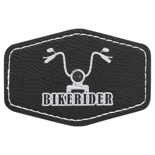 3" x 2" Black/Silver Laserable Leatherette Hex Patch with Kota Pro Adhesive
