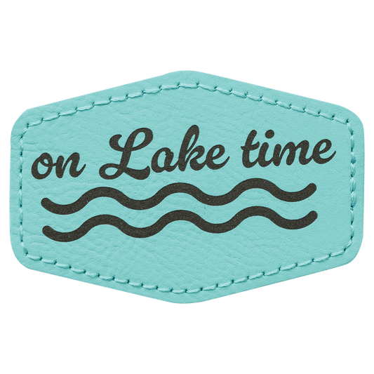 Teal Engravable Leatherette Hex Patch with Kota Pro Adhesive - 3" x 2"