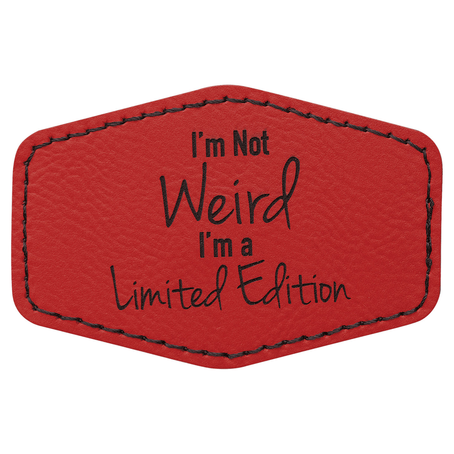 Red Engravable Leatherette Hex Patch with Kota Pro Adhesive - 3" x 2"