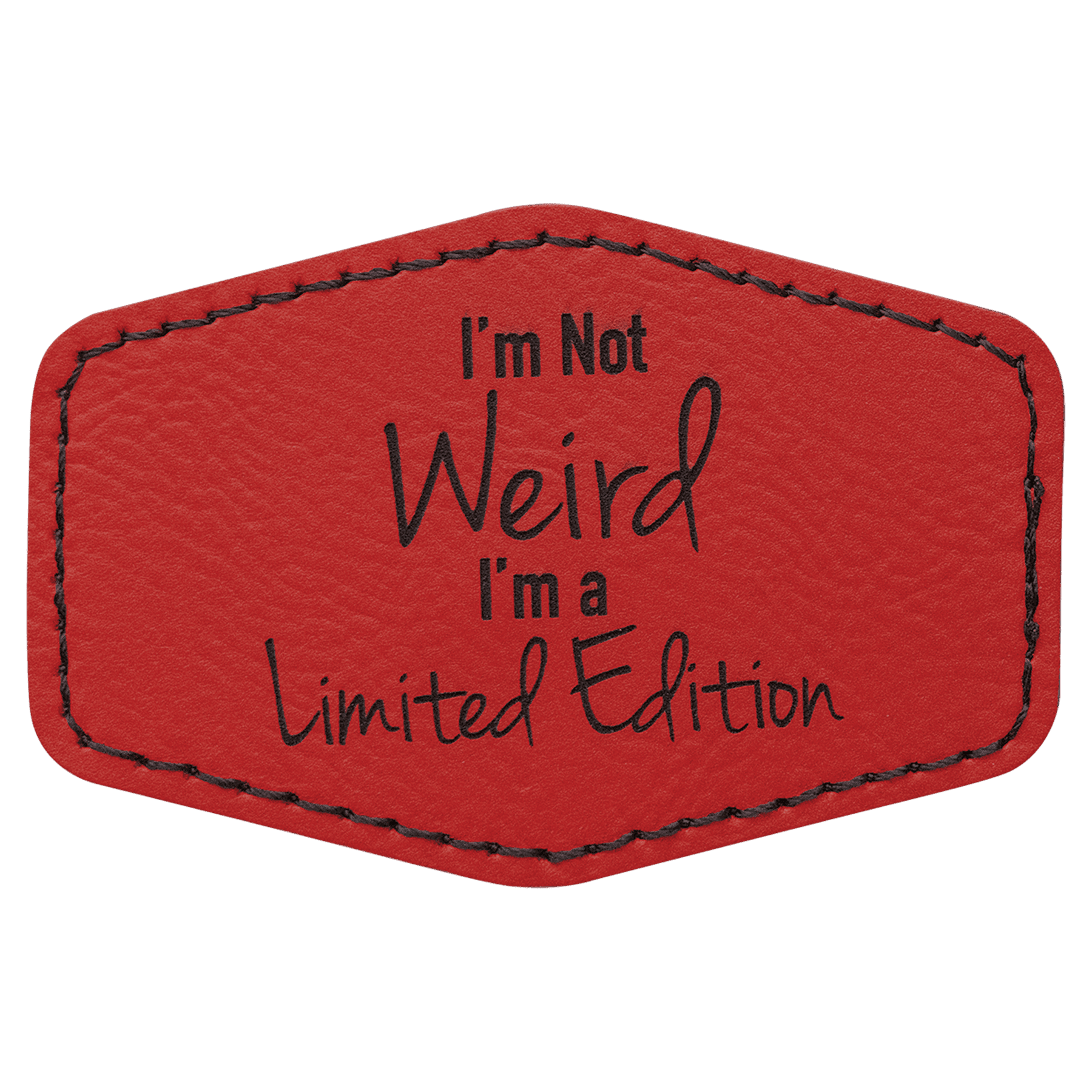 Red Engravable Leatherette Hex Patch with Kota Pro Adhesive - 3" x 2"